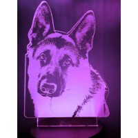 Jinnwell 3D German Shepherd Dog Wolf Night Light Lamp Illusion 7 Color Changing Touch Switch Table Desk Decoration Lamps Gift Wi