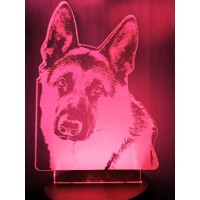 Jinnwell 3D German Shepherd Dog Wolf Night Light Lamp Illusion 7 Color Changing Touch Switch Table Desk Decoration Lamps Gift Wi