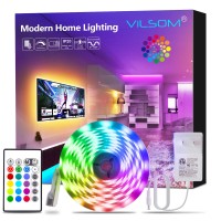 Vilsom Led Strip Lights 16.4Ft, Rgb 5050 Led Light Strip Kit With Remote And 12V Power Supply Led Lights For Bedroom, Room, Tv, Kitchen And Home Decoration Bias Lighting