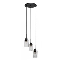 Edge 3 Light Cluster Pendalier Shown In Espresso Finish With 4 Clear Bubble Glass