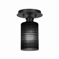 Edge 1 Light Semi-Flush Shown In Espresso Finish With 4 Black Matrix Glass