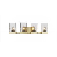 Nouvelle 4 Light Bath Bar Shown In New Age Brass Finish With 4 Clear Bubble Glass