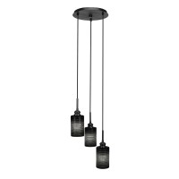 Edge 3 Light Cluster Pendalier Shown In Espresso Finish With 4 Black Matrix Glass