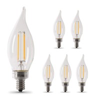 Feit Electric Cfc40/927Ca/Fil/6 40W Eq Dm Glass Filament Ca10 Led Light Bulb, 6-Pack