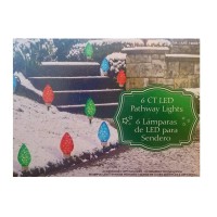 Set Of 6 Lighted Led Jumbo C9 Bulb Christmas Faceted Pathway Marker Lawn Stakes - Multi-Color -1900377