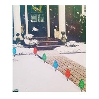 Set Of 6 Lighted Led Jumbo C9 Bulb Christmas Faceted Pathway Marker Lawn Stakes - Multi-Color -1900377