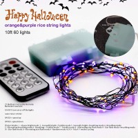 Xiwu Orange & Purple Halloween Fairy Lights 10Ft 60 Leds Fall String Lights,12-Function Color Changing Battery Operated Halloween Lights With Remote For Fall Halloween Home Bedroom Indoor Gift Decor