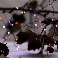 Xiwu Orange & Purple Halloween Fairy Lights 10Ft 60 Leds Fall String Lights,12-Function Color Changing Battery Operated Halloween Lights With Remote For Fall Halloween Home Bedroom Indoor Gift Decor