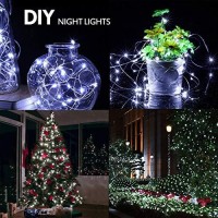 Ankway Solar Powered String Lights Cool White, 200Led 72Ft Copper Wire 8 Modes Waterproof Solar Christmas Lights For Bedroom Window Fence Tree Party Decoration