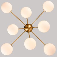 Holkirt Elegant Modern Globe Semi Flush Mount Ceiling Light 8 Light Mid Century Sputnik Chandeliers Fixture