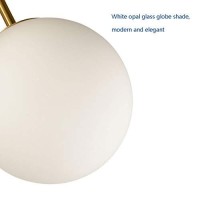 Holkirt Classic Mid Century Modern Globe Semi Flush Mount Ceiling Light Sputnik Chandeliers,White Frosted Glass Gold Finished For Living Room Dining Room Bedroom 3- Light