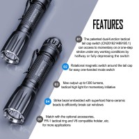 Nextorch Led Tactical Flashlight High Lumens, Powerful Emergency Rechargeable Compact Bright Flashlight With 5 Modes & Strobe & Ceramic Bead Broken Window, For Outdoor Use Enforcement, Hiking, Camping