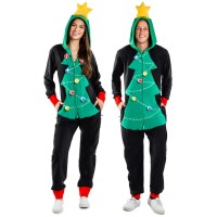 Tipsy Elves Womens Cozy Christmas Tree Toss Game Jumpsuit - Funny Christmas Tree Game Cozy Onesie: M