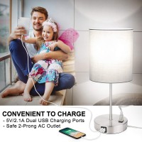 Shine Hai Touch Control Table Lamp, 3 Way Dimmable Bedside Desk Lamp With 2 Usb Ports And Ac Outlet, Modern Nightstand Lamp For Home With 60W Led Bulb