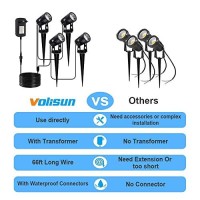 Volisun Christmas Low Voltage Landscape Spotlights With Transformer,Stakes,Christmas Outdoor Uplights 98.4Ft Cable Ip65 Waterproof 12V Warm White(Metal Material) Outdoor Lighting For House,Flags