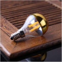 G14(G45) Half Chrome Light Dimmable 4W(40W Equivalent) E12 Led Candelabra Bulbs, Warm White 2700K 400Lm Filament Vintage Bulb With Golden Mirror, Decorative Edison Globe Bulb Pack Of 4