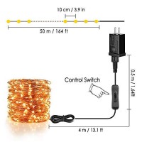 Moobibear Ultra Long Led String Lights 164Ft 500 Leds Copper Wire Lights, Ul Listed Plug In Warm White Fairy Lights With On/Off Switch For Bedroom Patio Wedding Party Valentines Day Decor