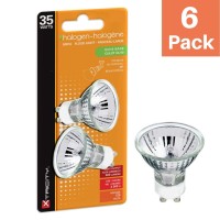 Xtricity Halogen 35W Gu10 Glass Spotlight Light Bulb, Dimmable, 2700K Soft White, 400 Lumens, Gu10 35W 120V, (6 Pack)