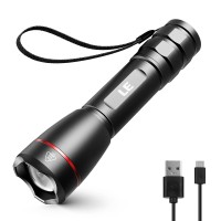 Led Rechargeable Flashlight, Lp3000 High Lumen Super Bright, 1000 Lumen Zoomable Flashlight, Waterproof, 5 Lighting Modes,Small Handheld Flashlight For Camping,Emergencies(Usb Cable Included)