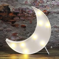 Vicila Led Moon Shaped Marquee Signs Light Up Moon Night Lights Battery Operated Crescent Moon Lamp For Bedroom Christmas Bir