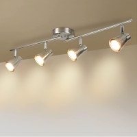 Dllt 4-Light Led Track Lighting Kit, Flush Mount Spotlight Ceiling, Directional Ceiling Light For Kitchen, Dining Room, Bedroom, Office, Brushed Nickel, Gu10 Bulbs Included