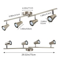 Dllt 4-Light Led Track Lighting Kit, Flush Mount Spotlight Ceiling, Directional Ceiling Light For Kitchen, Dining Room, Bedroom, Office, Brushed Nickel, Gu10 Bulbs Included