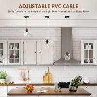 Vonluce Black Pendant Light For Kitchen Island Pendant Light Fixture Whanging Cord For Bedroom Hallway Kitchen Pendant Ligh