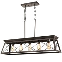 Danseer Industrial 5 Lights Kitchen Island Lighting Dining Room Linear Chandelier