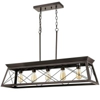 Danseer Industrial 5 Lights Kitchen Island Lighting Dining Room Linear Chandelier