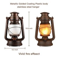 Dancing Flame Led Vintage Lantern, Outdoor Hanging Plastic Lantern Operated With Remote Control Two Modes Christmas Decorations Lights Battery Powered For Garden Patio Deck Yard Path 2 Pack