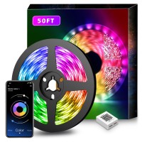 Nexillumi Led Lights For Bedroom 50Ft(1 Roll Of 50Ft) Music Sync Color Changing Led Strip Lights Smart With Remote And App Control Built-In Mic For Party Home Room Decor Luces Led Para Cuarto