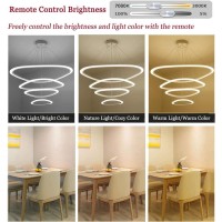 Ziplighting Modern Led Chandelier Pendant Light With 4 Triangle Ring Adjustable Pendant Light Ceiling Fixture Contemporary For Bedroom Living Room Dining Room Kitchen Island With Remote Control