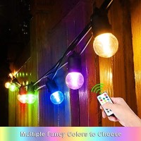 48Ft Color Led Outdoor Patio Lights String,Rgb String Lights With 15+3 G45 Edison Bulbs,Dimmable Commercial Patio Cafe Backyard Garden Lights,2 Remote Controls,Waterproof