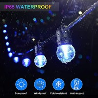 48Ft Color Led Outdoor Patio Lights String,Rgb String Lights With 15+3 G45 Edison Bulbs,Dimmable Commercial Patio Cafe Backyard Garden Lights,2 Remote Controls,Waterproof