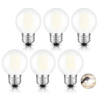 Crlight 6W Edison Led Globe Bulb 4000K Daylight White, 65W Equivalent 650 Lumen Dimmable, E26 Base Vintage Style G16 Globe Frosted Glass Ceiling Fan Bathroom Vanity Led Filament Light Bulbs, 6 Pack