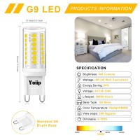 Yuiip G9 Led Bulb Dimmable 4W Equivalent 35W 40W Halogen Bulb, Daylight White 5000K, Ac120V, 400Lm, G9 Bi-Pin Base Light Bulbs For Home Lighting, Chandeliers, Pack Of 6