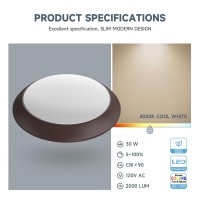 Ecoeler 8 Inch Bronze Led Round Dimmable Flush Mount Ceiling Light Aluminum Baffle Trim 30W Led Disk Light 2000Lm 4000K Cool