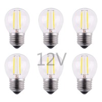 Opalray Low Voltage Mini Globe Led Bulb, Ac 12V / Dc 12V Input, 2W 200Lm, Dimmable With 12V Dc Dimmer, E26 Base, Warm White Light, 25W Incandescent Replacement, For 12 Volt Power Grid, 6-Pack