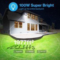 Olafus 100W Flood Light Outdoor, Switch Controlled 9000Lm Led Security Lights, 6500K Outside Floodlight, Ip65 Waterproof Exterior Light Fixture For House, Yard, Porch, Garage, Wall/Eave/Soffit Mount