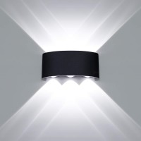 Kawell 6W Waterproof Modern Wall Sconces Led Wall Light Up Down Aluminum Wall Lamp Led Indoor Outdoor For Bathroom Bedroom Living Room Porch Stairs Hotels Garden Pathway, Black 6000K