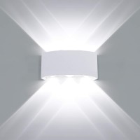 Kawell 6W Waterproof Modern Wall Sconces Led Wall Light Up Down Aluminum Wall Lamp Led Indoor Outdoor For Bathroom Bedroom Living Room Porch Stairs Hotels Garden Pathway, White 6000K