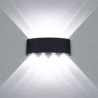 Kawell 8W Waterproof Modern Wall Light Led Wall Lamp Aluminum Led Wall Sconce Up Down Indoor Outdoor For Bathroom Bedroom Hallway Porch Corridor Hotel Doorway Garden Pathway, Black 6000K