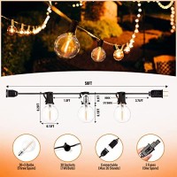 Yunlights Outdoor String Lights Waterproof - 50Ft Hanging Led Patio Lights For Backyard Balcony Porch (30+3 Bulbs)