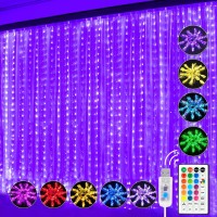 Shuangjishan String Light Curtain,300 Led Window Curtain String Light,Fairy Light Curtain,16 Changing Color Hanging Lights,9.8 Ft X 9.8Ft,Usb Remote Control &Timer,Waterfall Lights For Bedroom Wall