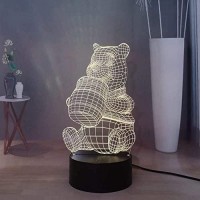 Laysinly Winnie The Pooh 3D Night Light, Piglet Kids Bedroom Led Night Light Decoration Light, Usb Touch & Remote Control Desk Lamp, Baby Kids Teen Christmas Multicolor Lighting