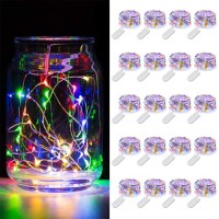 Mumuxi Led Fairy Lights Battery Operated String Lights [20 Pack], 3.3Ft 20 Mini Led Lights Battery Powered Colored Fairy Lights | Waterproof Indoor Silver Wire Lights Firefly Mason Jars, Multicolor