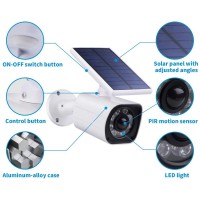 Outdoor Motion Sensor Solar Lights Dummy Decoy Fake Security Camera - 800Lumens 8 Led Spotlight 5-Watt Solar Lights Outdoor Ip66 Waterproof, Wireless Solar Flood Light For Porch Garden Patio Driveway