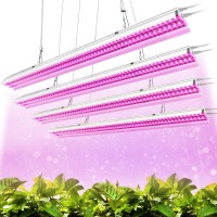 Monios-L Grow Light, Led Plant Light For Indoor Plants, T5 240W (4X60W) Full Spectrum, Double Grow Strips With Hanging System For Seed Starting/Hydroponic/Veg, 4 Packs