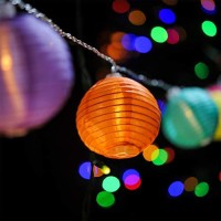 Lokatse Home 13 Ft 20 Led Nylon Colorful Paper Lantern String Lights Outdoor Indoor For Weddings, Christmas,Garden, Halloween, Bedroom Party Decoration