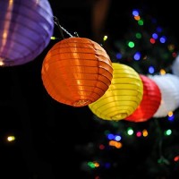 Lokatse Home 13 Ft 20 Led Nylon Colorful Paper Lantern String Lights Outdoor Indoor For Weddings, Christmas,Garden, Halloween, Bedroom Party Decoration